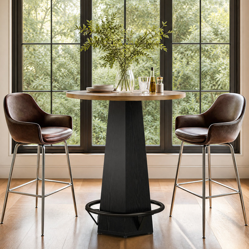 31.5-Inch Round Bar Table, Rustic Pub Table, 2