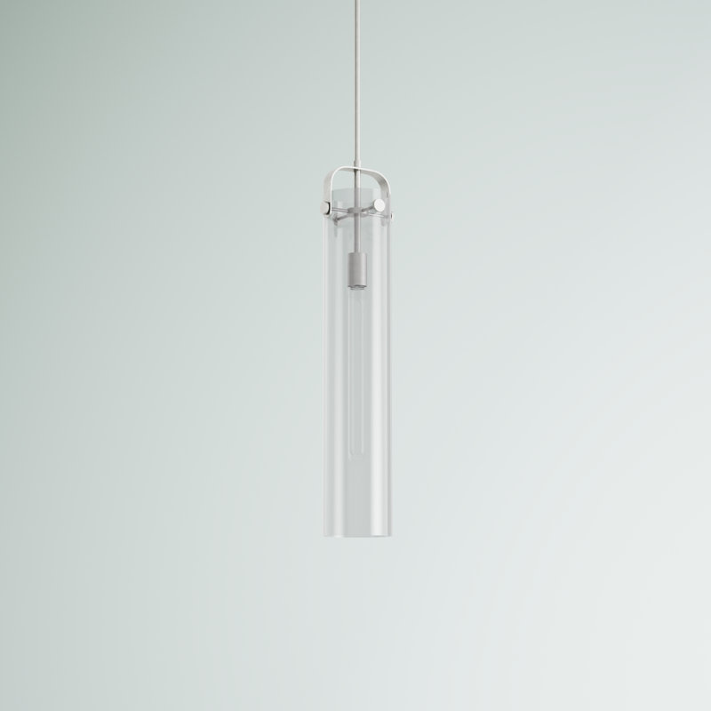 Luminaire suspendu cylindrique à 1 lumière Fenecia, Nickel satiné brossé