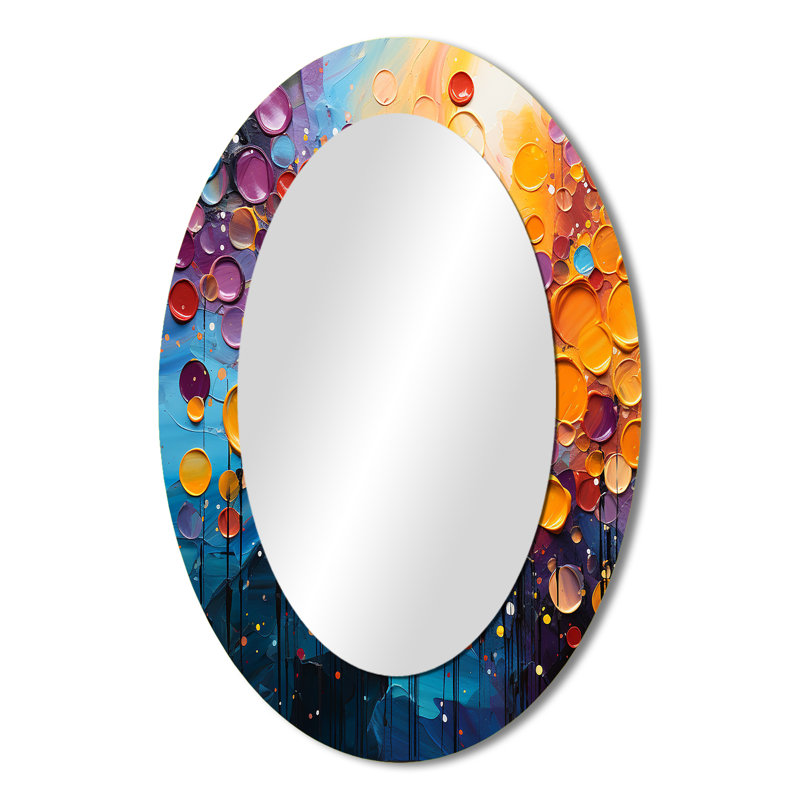 Dancing Lights - Grand miroir mural ovale sur métal, 36 po x 24 po