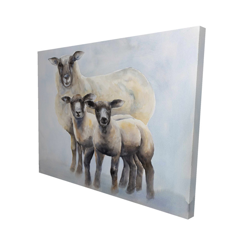 Famille de moutons - Toile beige pour animaux de ferme