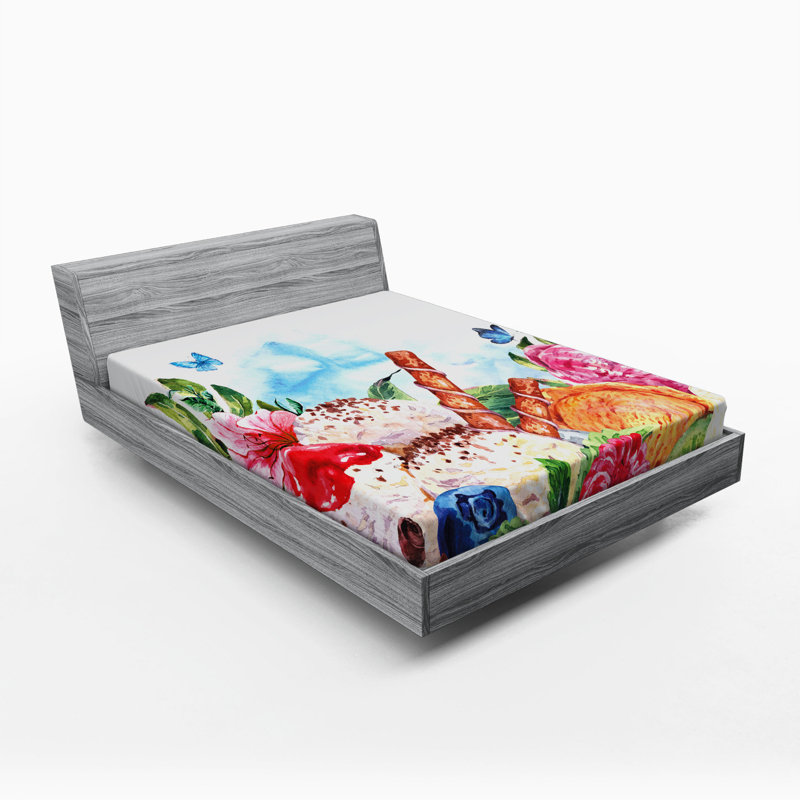 Microfiber Floral Fitted Sheet, Full Fitted Sheet