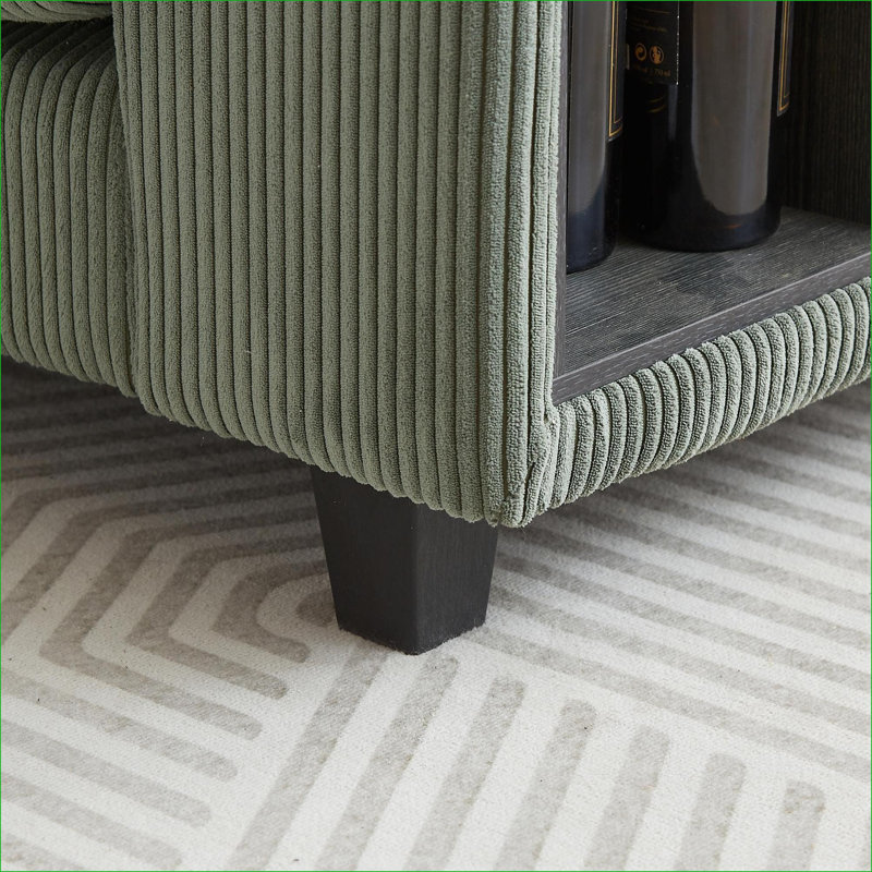 Canapés modulaires | Moderne à 5 places en L modulaire, rangement avec porte-gobelets, pour salon | Velours côtelé | Vert
