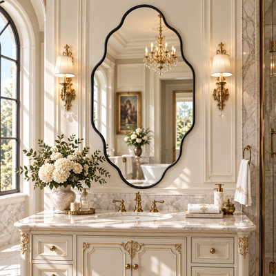 Oval Wall Mirror with Aluminum Frame, HD Tempered Glass, Mosaic Accent, Vertical/Horizontal Hanging, Shatter-Resistant for Bathroom Vanity, Living Room & Entryway