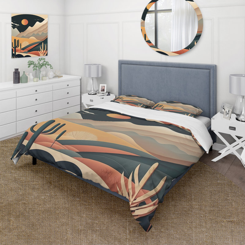 Ensemble de housse de couette en microfibre / polyester Full Moon Over The Desert Mountains Bedding