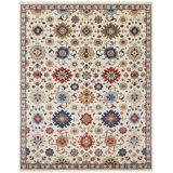 Schoenberg Hand Knotted Wool Oriental Area Rug in Ivory