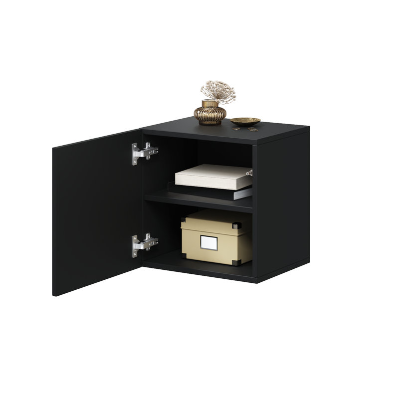 Aagam 40cm W Manufactured Wood Bedside Table, Black