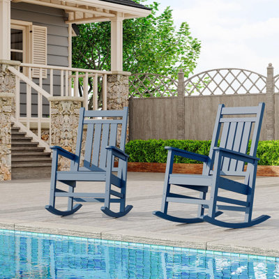 Oversized Rocking Chairs for Outside, All Weather Resistant Poly Plastic Rocker, High Back Porch Rocker Chair, Heavy Duty Patio Rocking Chairs by Ophelia & Co.