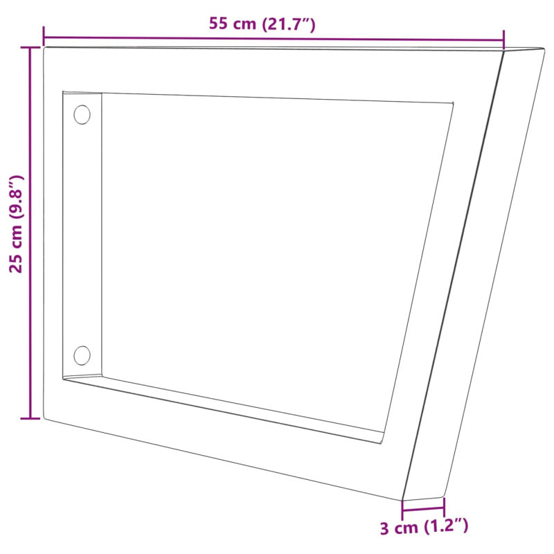  Shelf Brackets For Washbasin 2 Pcs White Trapezium Steel, Black, 3cm H x 55cm W x 25cm D