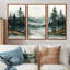 «Green Pine Trees Mist Morning I», ensemble d'art mural pin-107213685-107213689