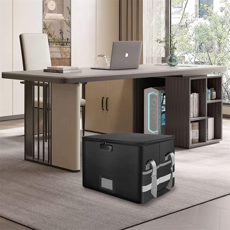 File Box with Lock Fireproof Waterproof Document Box with Handle and Zipper, 25" H x 40.8" W x 32.7" D