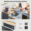 Îlot de cuisine roulant avec table allongée, prises de courant, lumières DEL et rangement, gris | Idée de cadeau-6243384