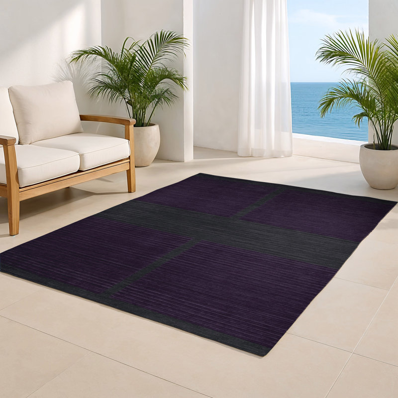 Tapis intérieur / extérieur mauve HorizontalStripes, Rectangulaire 3 pi x 5 pi