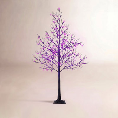 6' Halloween Black Willow LED Tree