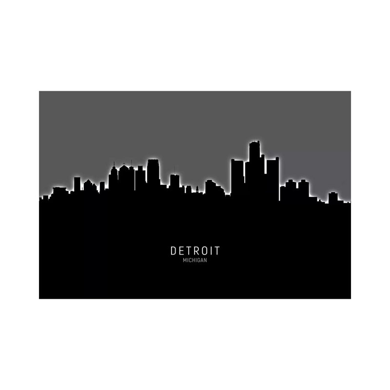 Detroit Michigan Skyline by Michael Tompsett - Wrapped Canvas Print, 20.32 cm H x 30.48 cm W