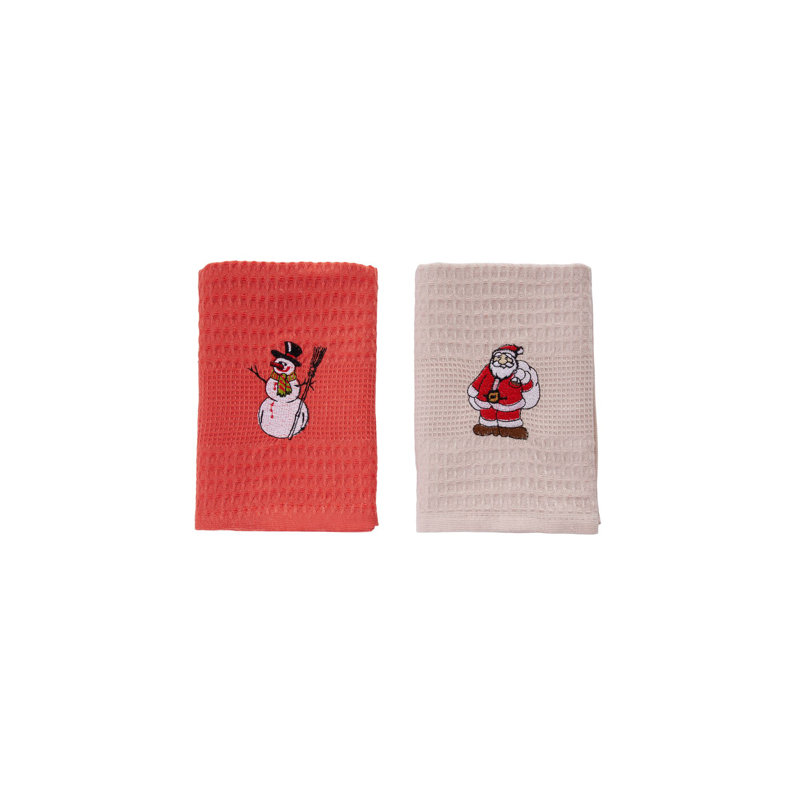 Premium Christmas Kitchen Towel Set (2 Pieces), 100% Cotton, 19.7 x 27.6 inches | Machine Washable, Low Tumble Dry | Festive Holiday Design, Perfect for Cooking & Baking, Durable & Absorbent