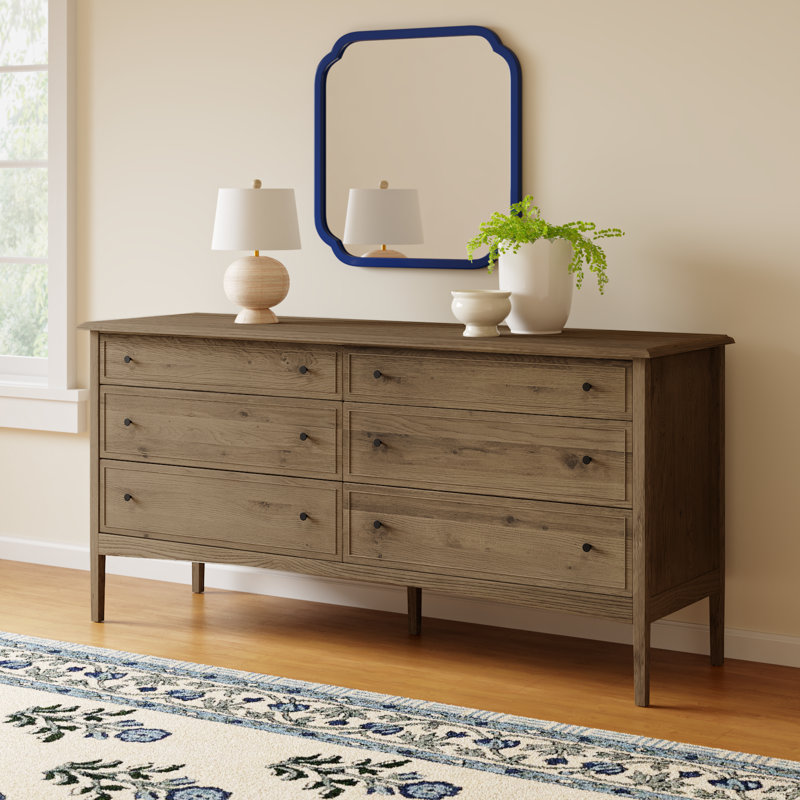Kipp 6 Drawer Dresser, Light Brown