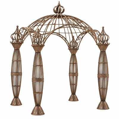 Gazebo de jardin rond Aurelius en fer couleur cuivre-bronze, de 3 m de hauteur