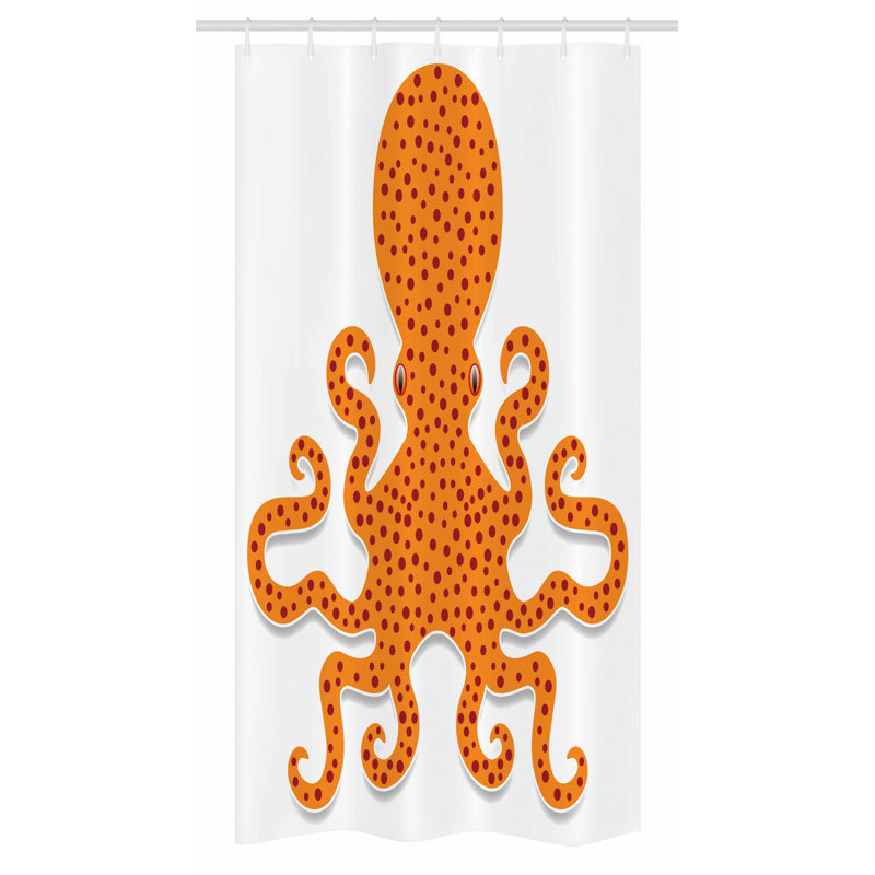 Orange Octopus Pattern Waterproof Fabric Shower Curtain with Hooks, 36" W x 72" L