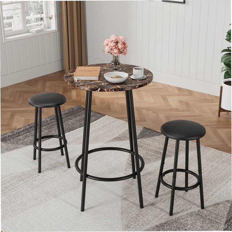 Élégant ensemble de table de bar 3 pièces avec tabourets de bar confortables, idéal pour les petits espaces et une utilisation multi-scénario, avec une fabrication solide et un assemblage facile