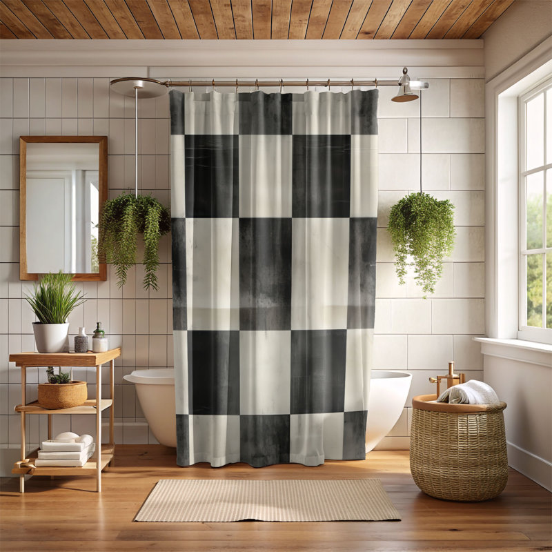 Faded Plaid - Premium Shower Curtain, 74"H x 71"W