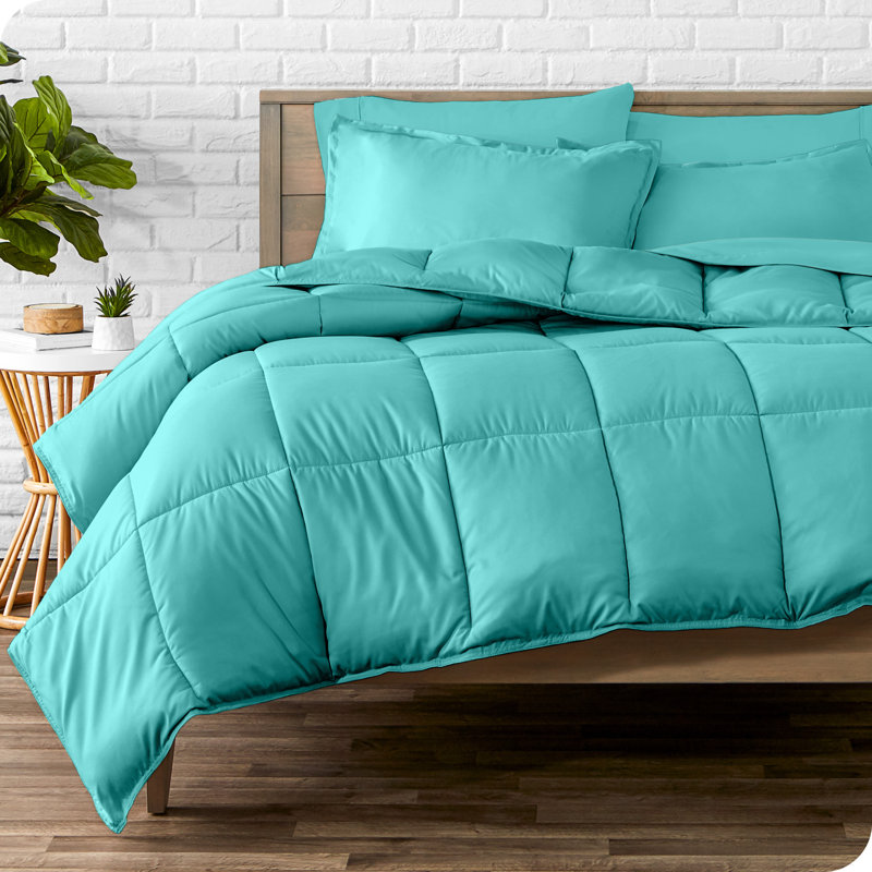 Ensemble de lit dans un sac, Turquoise / turquoise, Édredon simple + taies d'oreiller