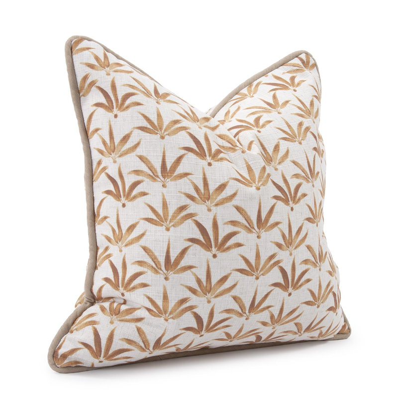 20 x 20 Pillow  Hemp - Down Insert, Gold Floral