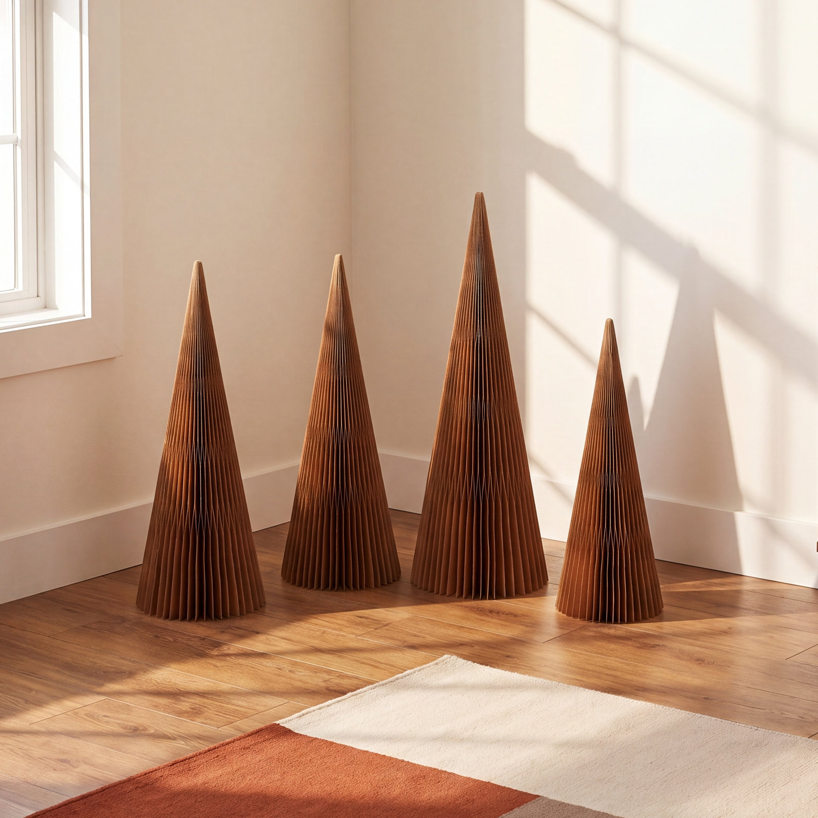 Miriam 4-Piece Paper Cone Tree Set, 16" H x 6" W x 6" D, Gold
