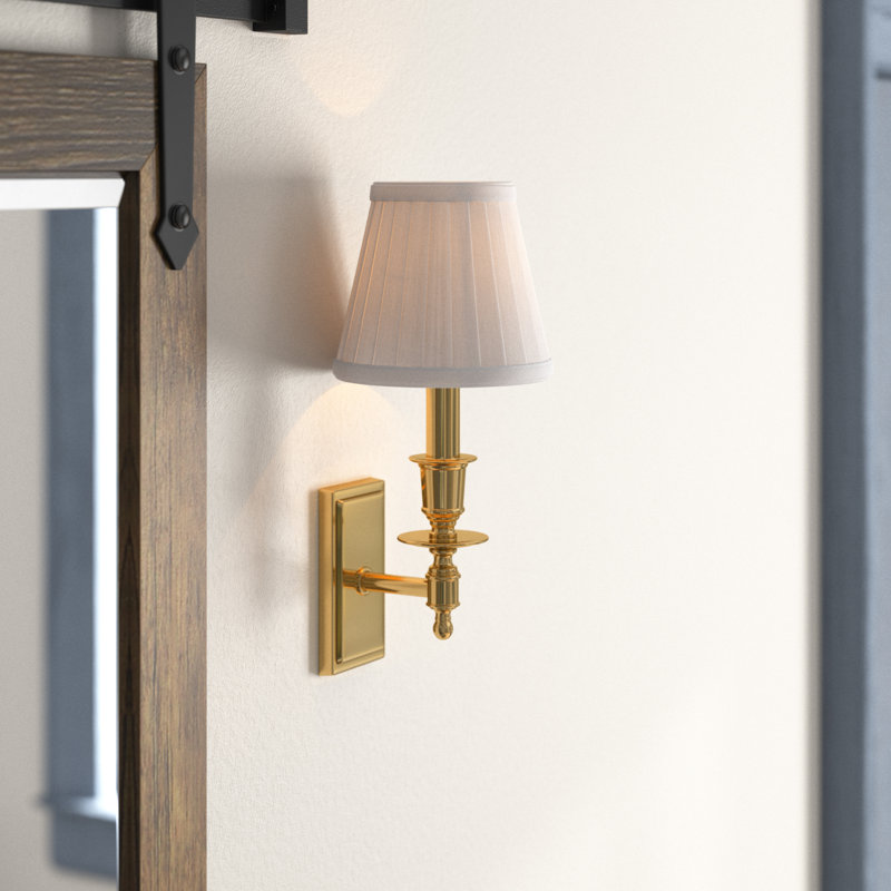 Lennon Steel Candle Wall Light, Polished Brass