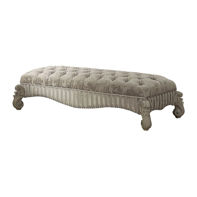Banc de chambre en tissu Aubreana, Ivoire, Blanc os