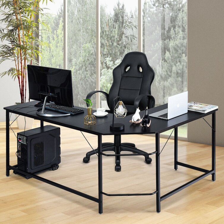 66 L Shaped Gaming Corner Computer Desk with CPU Stand and Foot