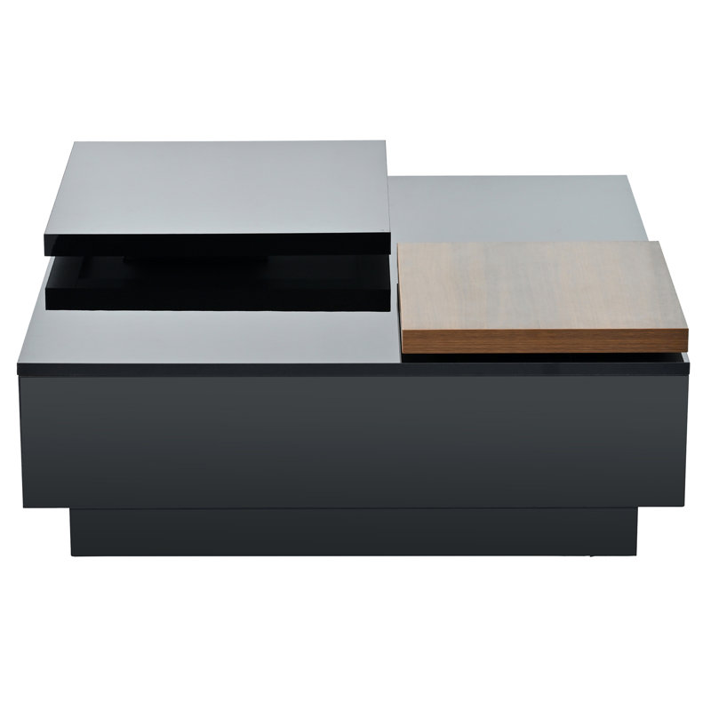 Movable Top Coffee Table With Hidden Storage Drawers, Black