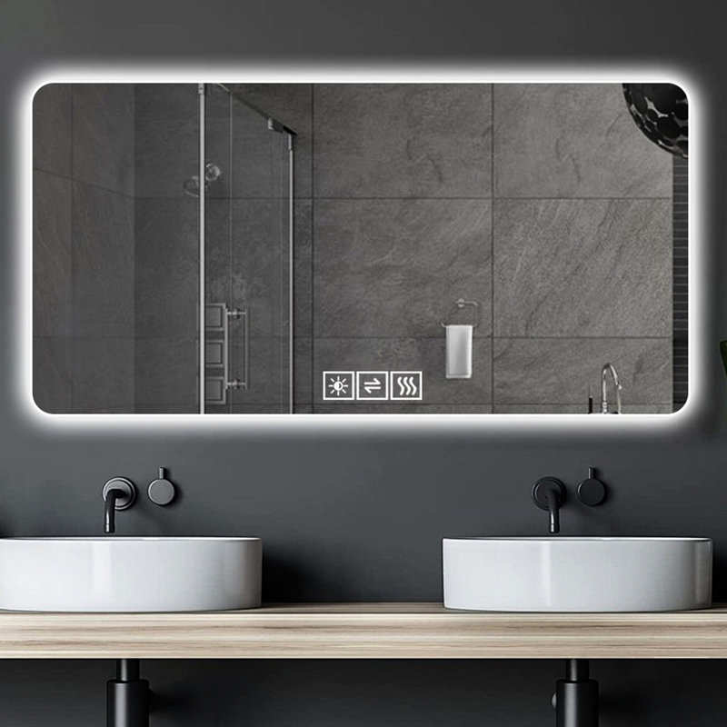 Miroir de salle de bain moderne rétroéclairé à DEL 28 * 60 po - Anti-corrosion, couleur variable, contrôle tactile, luminosité réglable
