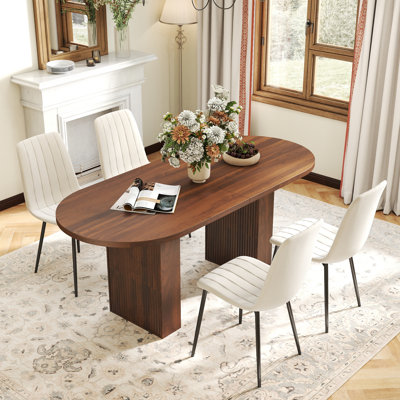 Mid Century Oval Pedestal Dining Table Sets