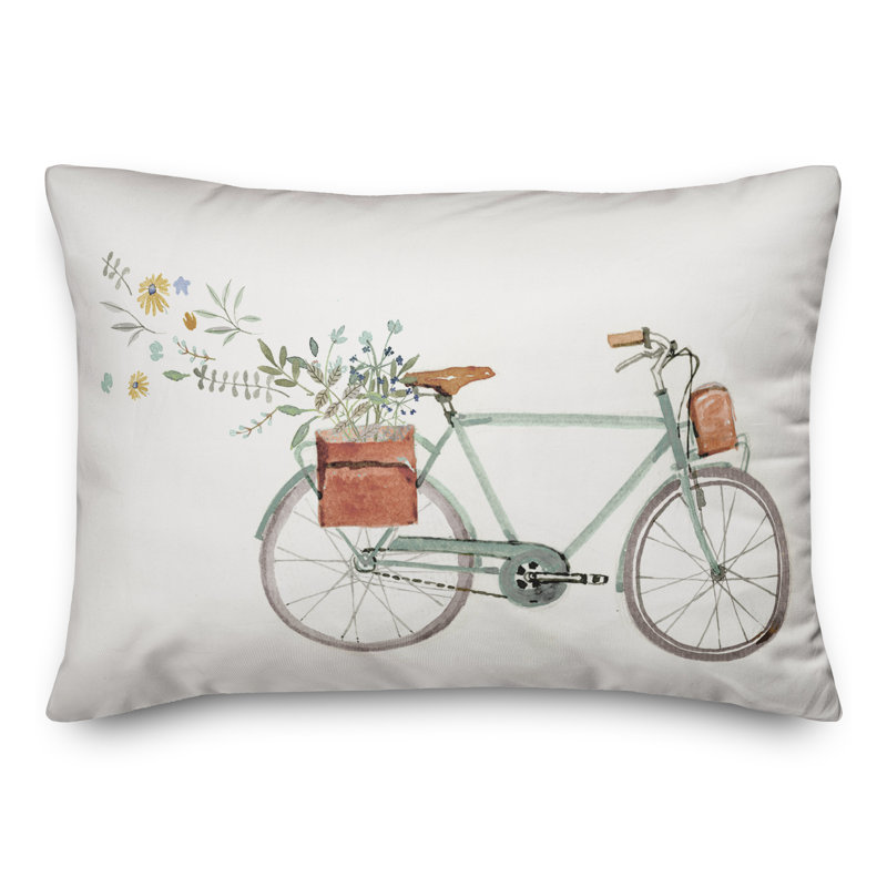  Simple Floral Bike Rectangular Pillow Cover & Insert
