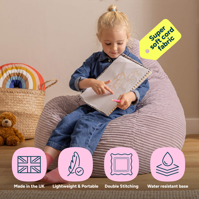 Kids Dalton Cord Bean Bag, Lavender Purple