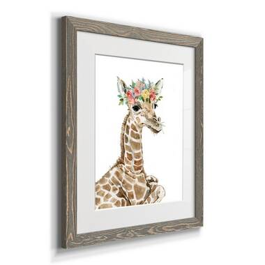 Indigo Safari Giraffe Baby Mother First Kiss Framed On Paper by Ron D'raine  Print | Wayfair