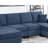 3Pc Sectional Set Dark Blue Finish Right Arm And Left Arm Chaise USB Port Armless Loveseat Plastic Legs Matching Two Pillows Primary Living Room-125988351