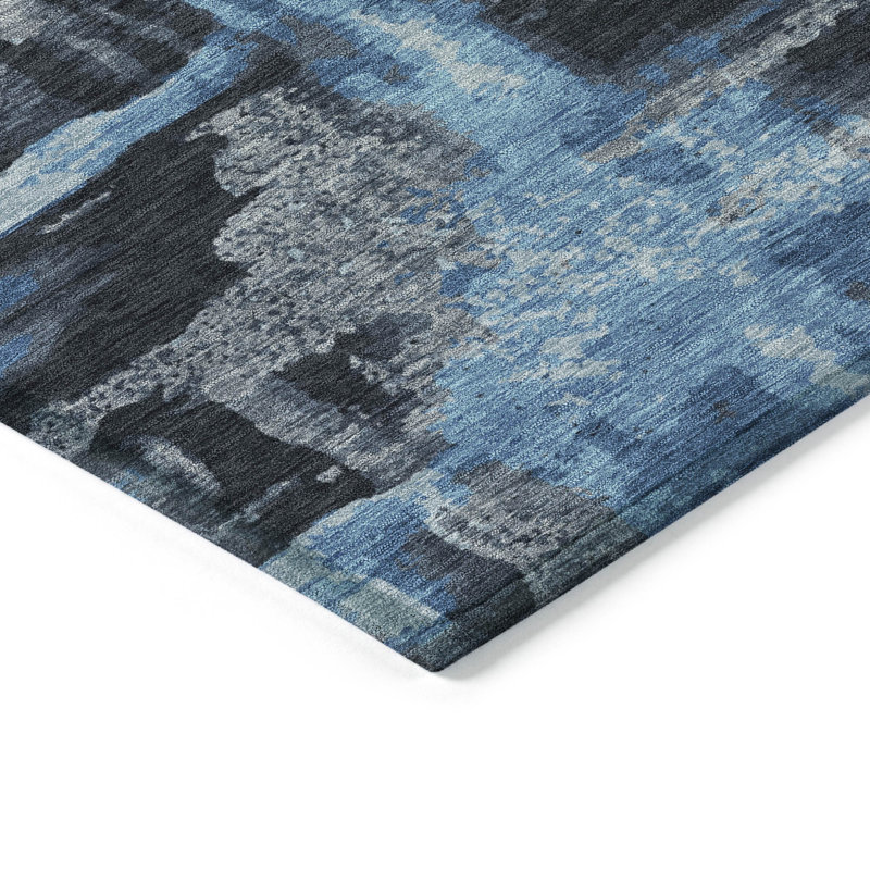 Tapis noir intérieur / extérieur lavable à la machine, Rectangle 2 pi 6 po x 3 pi 10 po