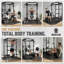Support à squats multifonctionnel avec système de croisement de câbles réglable pour l'entraînement en force, cage électrique avec dérouleur LAT, barre de traction, barres de trempage et accessoires d'entraînement