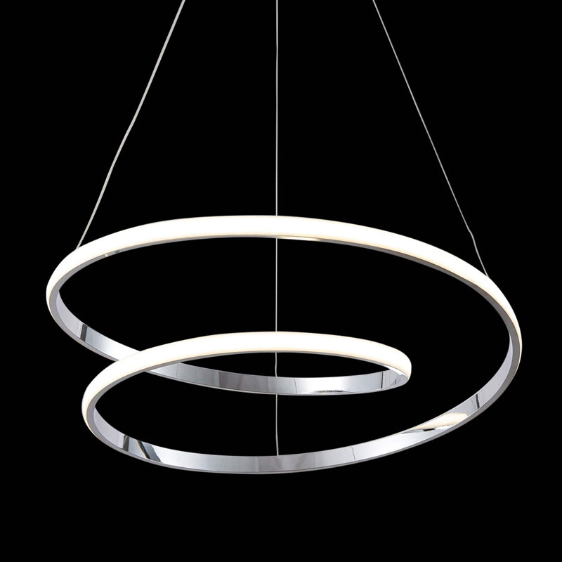 Doerun 1 - Light Nickel LED Single Pendant, 60cm H x 45cm W x 45cm D