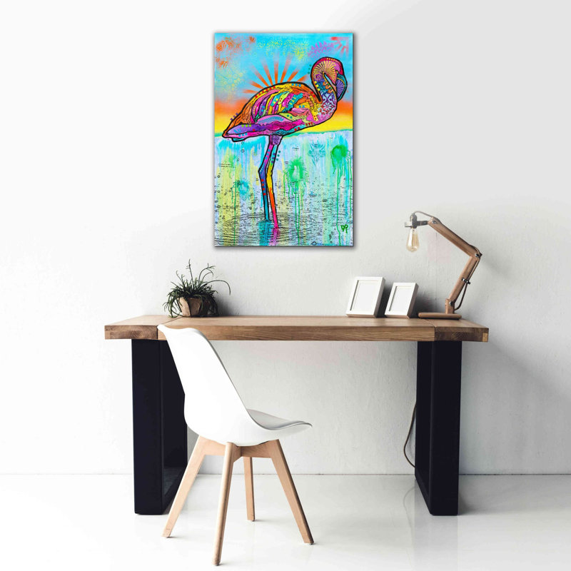 «Pink Flamingo» par Dean Russo, art mural sur toile, H 40 po x l 26 po x P 1,5 po