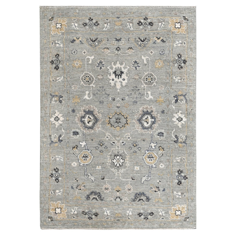 Tapis rectangulaire en laine noué à la main 4 pi 2 po x 5 pi 9 po