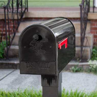 Contemporary Letterbox Red Post Box with Lock - Durable Cast Iron Mailbox
