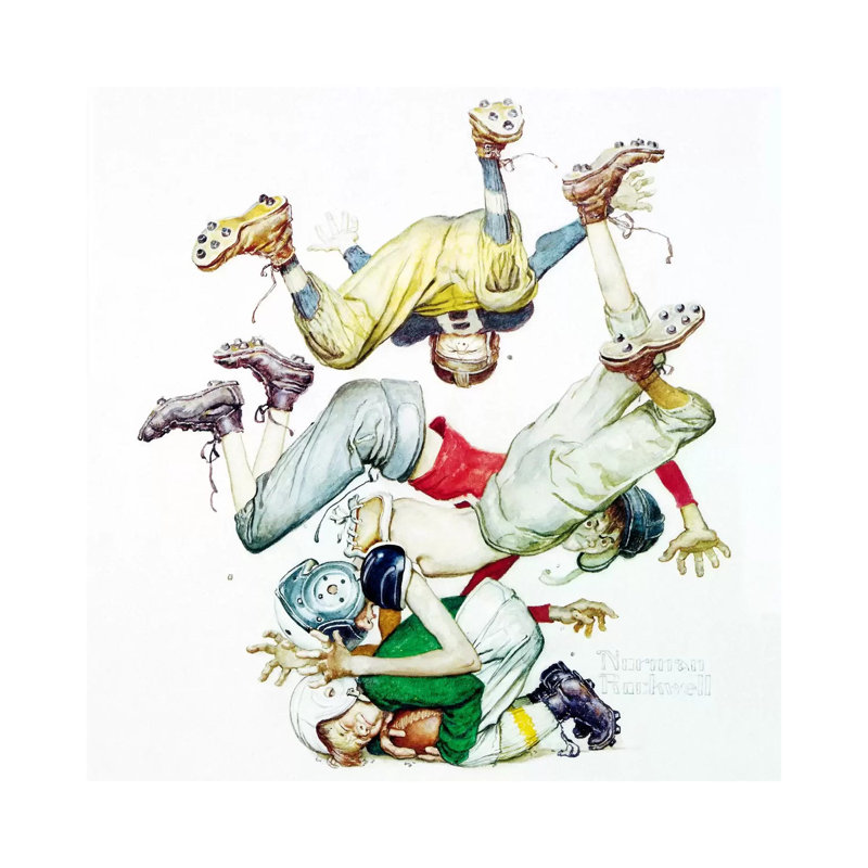 First Down (Four Sporting Boys: Football) by Norman Rockwell - Wrapped Canvas Print, 45.72 cm H x 45.72 cm W x 3.175 cm D