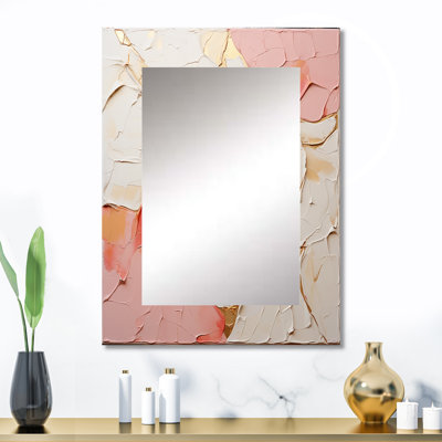 Rose blanc blanc minimalisme poteries - miroir spirales abstraites, miroir mural moderne unique, art imprimé en métal