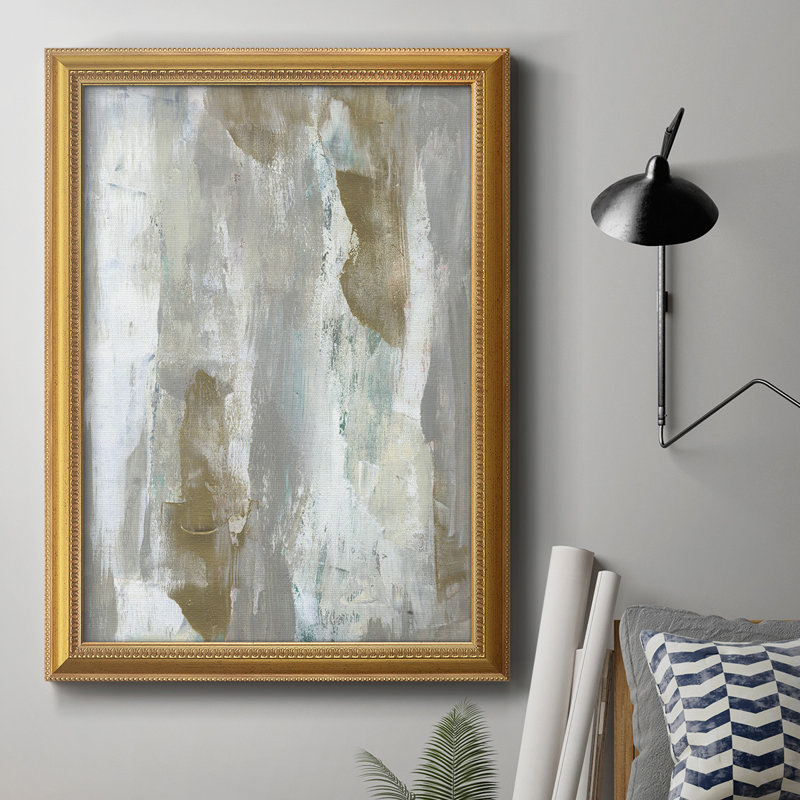«Textured Neutrals & Gold I», reproduction d'art sur toile encadrée, H 20 po x l 16 po x P 2,5 po
