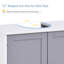 Salle de bain sous le lavabo, armoire avec fente en forme de U. Blanc et gris. Ajoute du rangement supplémentaire. Tablette réglable. Fabrication. 23,5 po x 11,41 po x 23,5 po. Peut contenir une armoire de 22 lb, une base de meuble-lavabo.