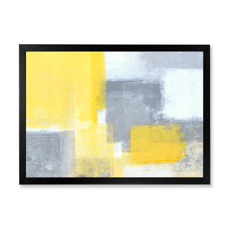 «Gray and Yellow Colorfields II», reproduction sur toile encadrée, Toile avec cadre noir, H 16 po x l 32 po x P 1 po