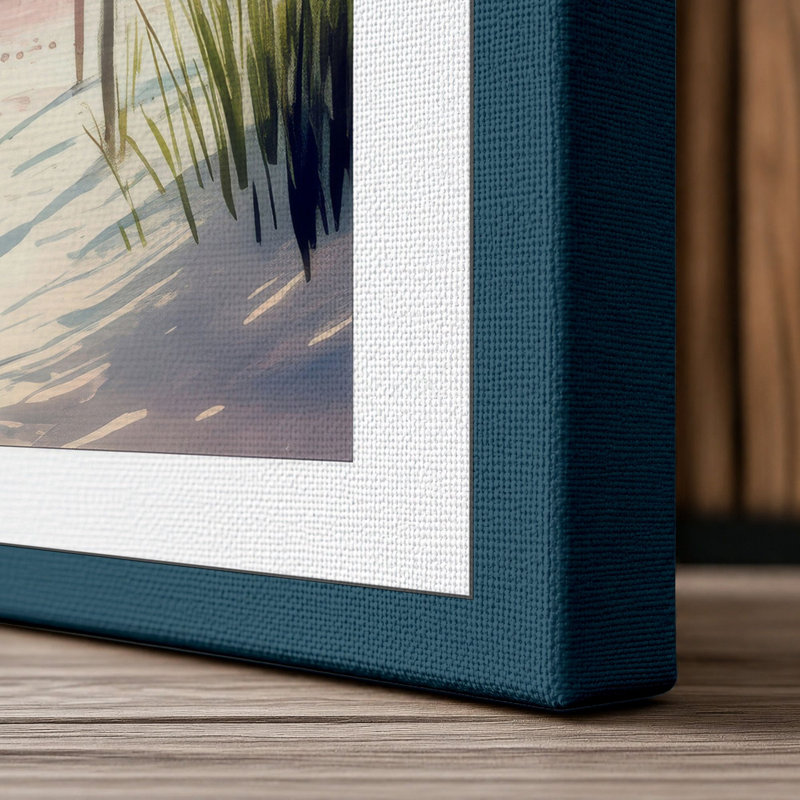 Path to the Sea Coastal - Wrapped Canvas, 36x24 - 91.4 x 61.0 cm, Teal Border