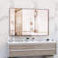 Miroir de salle de bain rectangulaire surdimensionné de 60 po x 40 po avec cadre en noyer